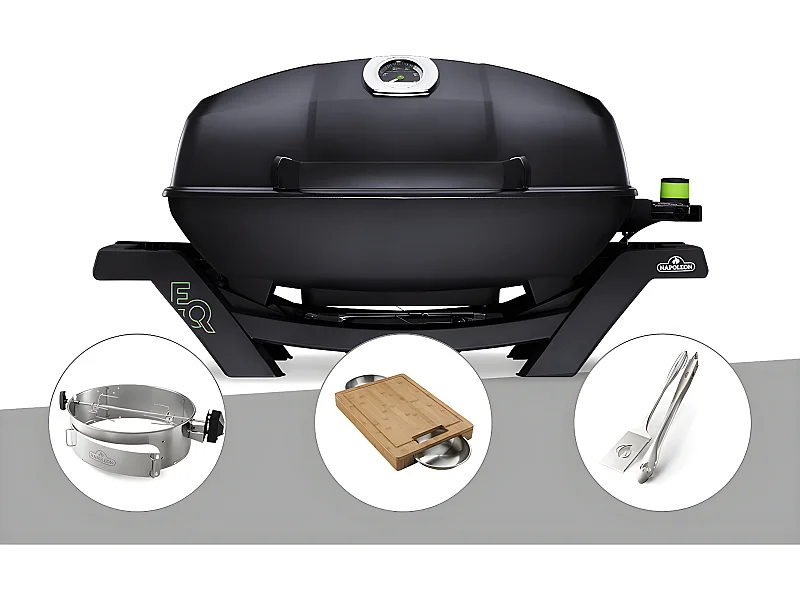 Barbecue électrique Travel Q PRO285E + Rôtissoire + Planche à découper + Ensemble 2 ustensiles - Napoleon