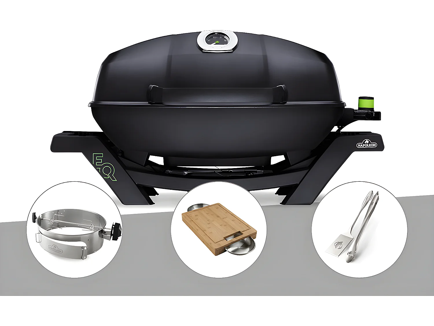 Barbecue électrique Travel Q PRO285E + Rôtissoire + Planche à découper + Ensemble 2 ustensiles - Napoleon