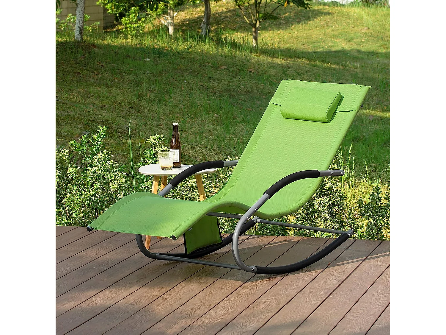 SoBuy, onde, móvel de jardim transat exterior, mesa móvel, OGS28-GRx2