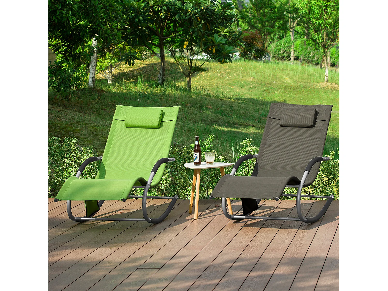 SoBuy, onde, móvel de jardim transat exterior, mesa móvel, OGS28-GRx2