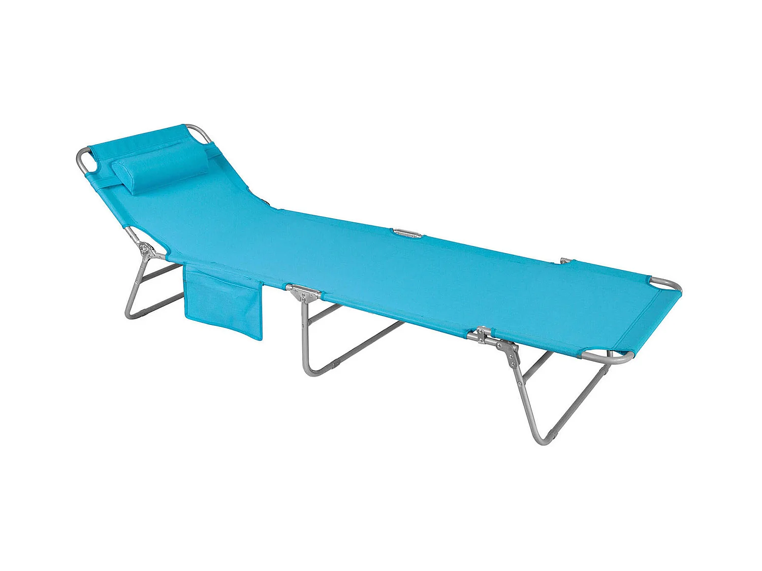 SoBuy Chaise Longue Pliable et Réglable, Transat de Jardin avec Appui-Tête et Pochette, Bain de Soleil, Charge 120 kg, Bleu, OGS35-B