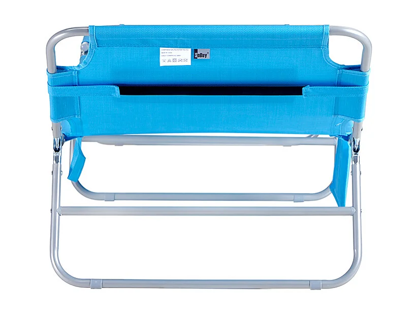 SoBuy Chaise Longue Pliable et Réglable, Transat de Jardin avec Appui-Tête et Pochette, Bain de Soleil, Charge 120 kg, Bleu, OGS35-B