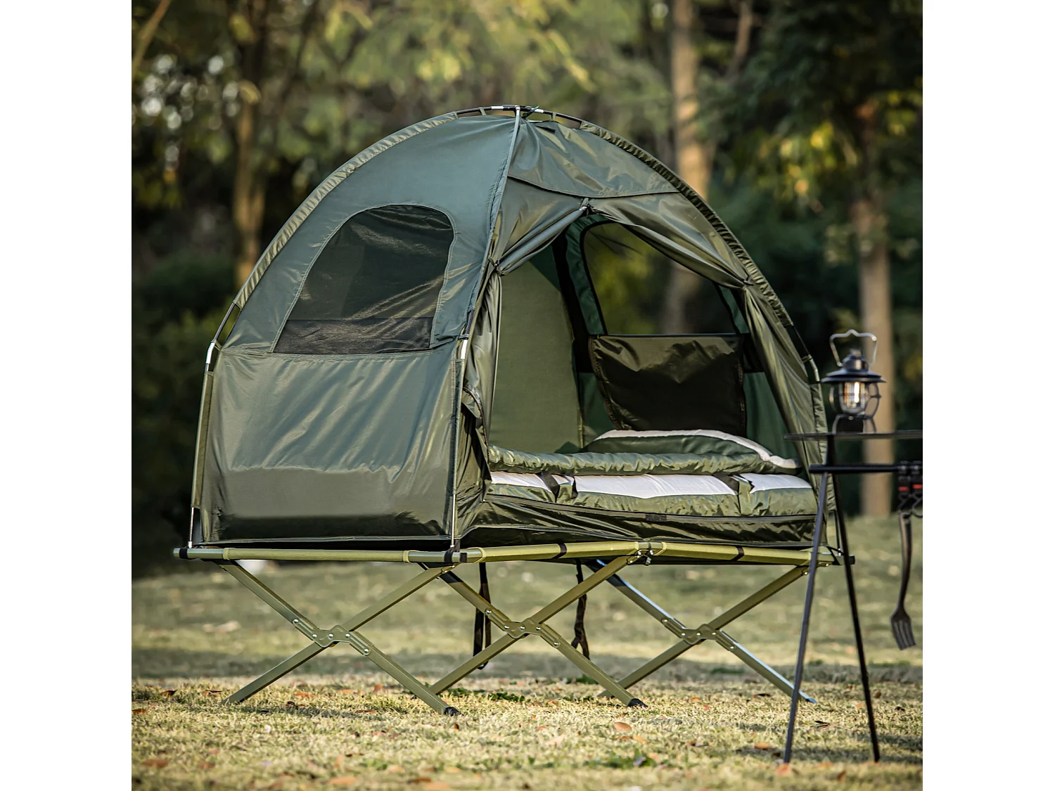 SoBuy® Brandina da Campeggio Pieghevole, Tenda da Campeggio,con Borsa e Materasso ad Aria, OGS32-GR,IT