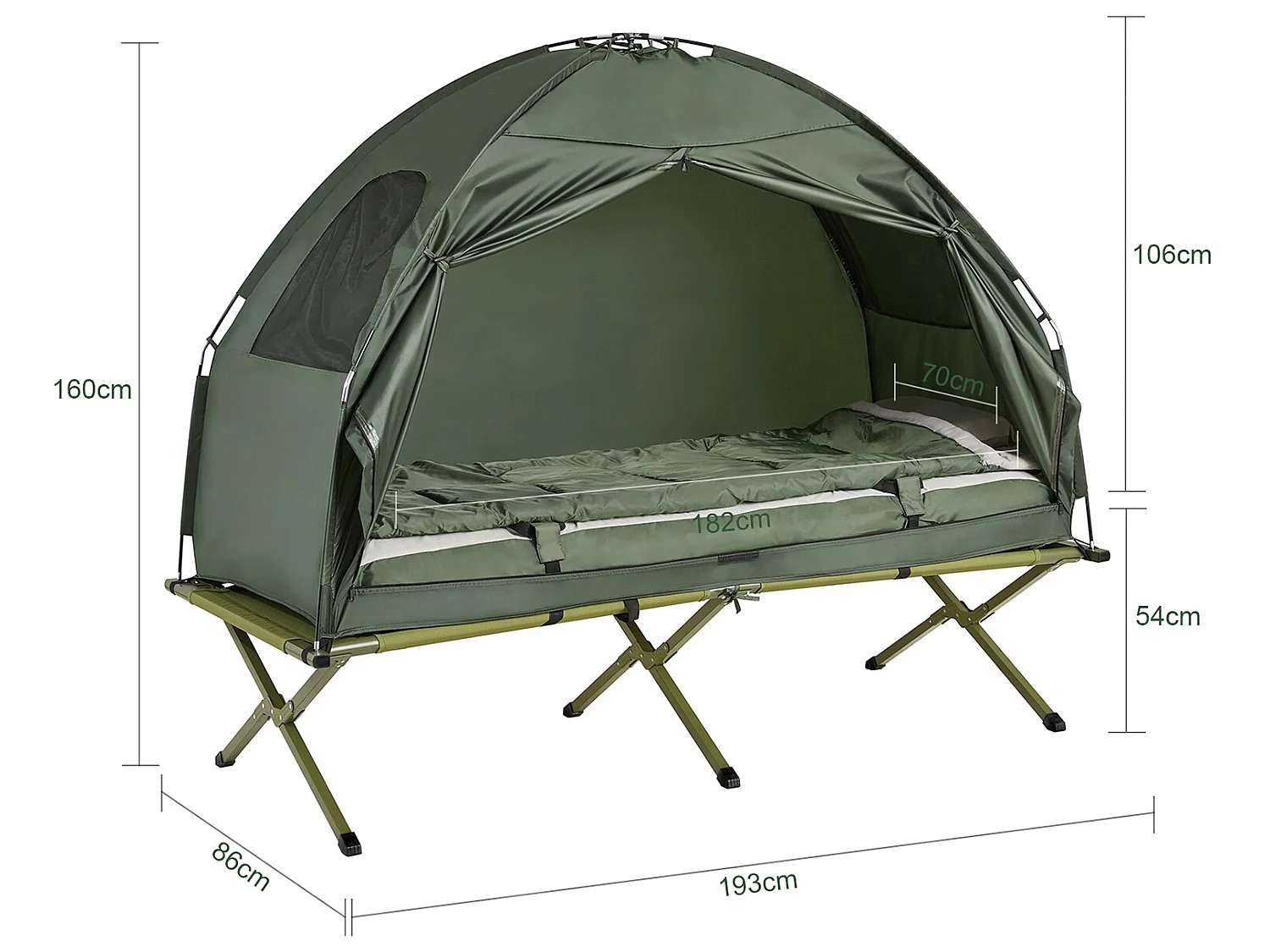 SoBuy® Brandina da Campeggio Pieghevole, Tenda da Campeggio,con Borsa e Materasso ad Aria, OGS32-GR,IT