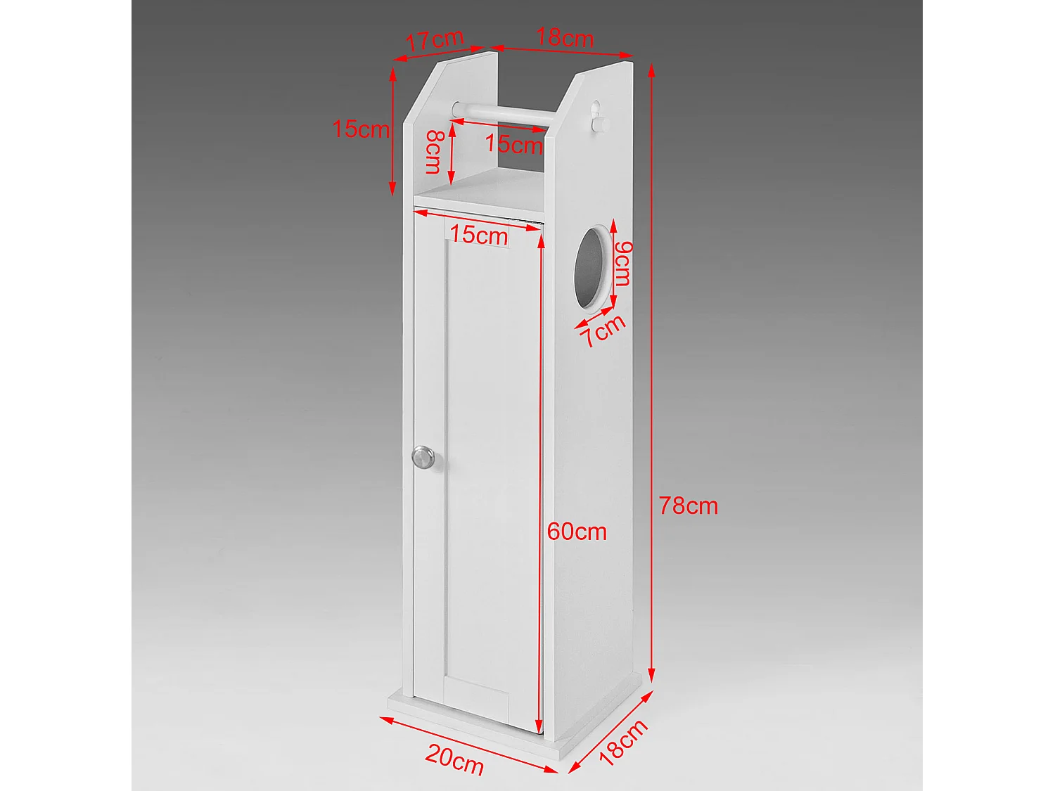 SoBuy  FRG135-W,Piantana portarotolo e portascopino 2 in 1, Mobile bagno, bianco, IT