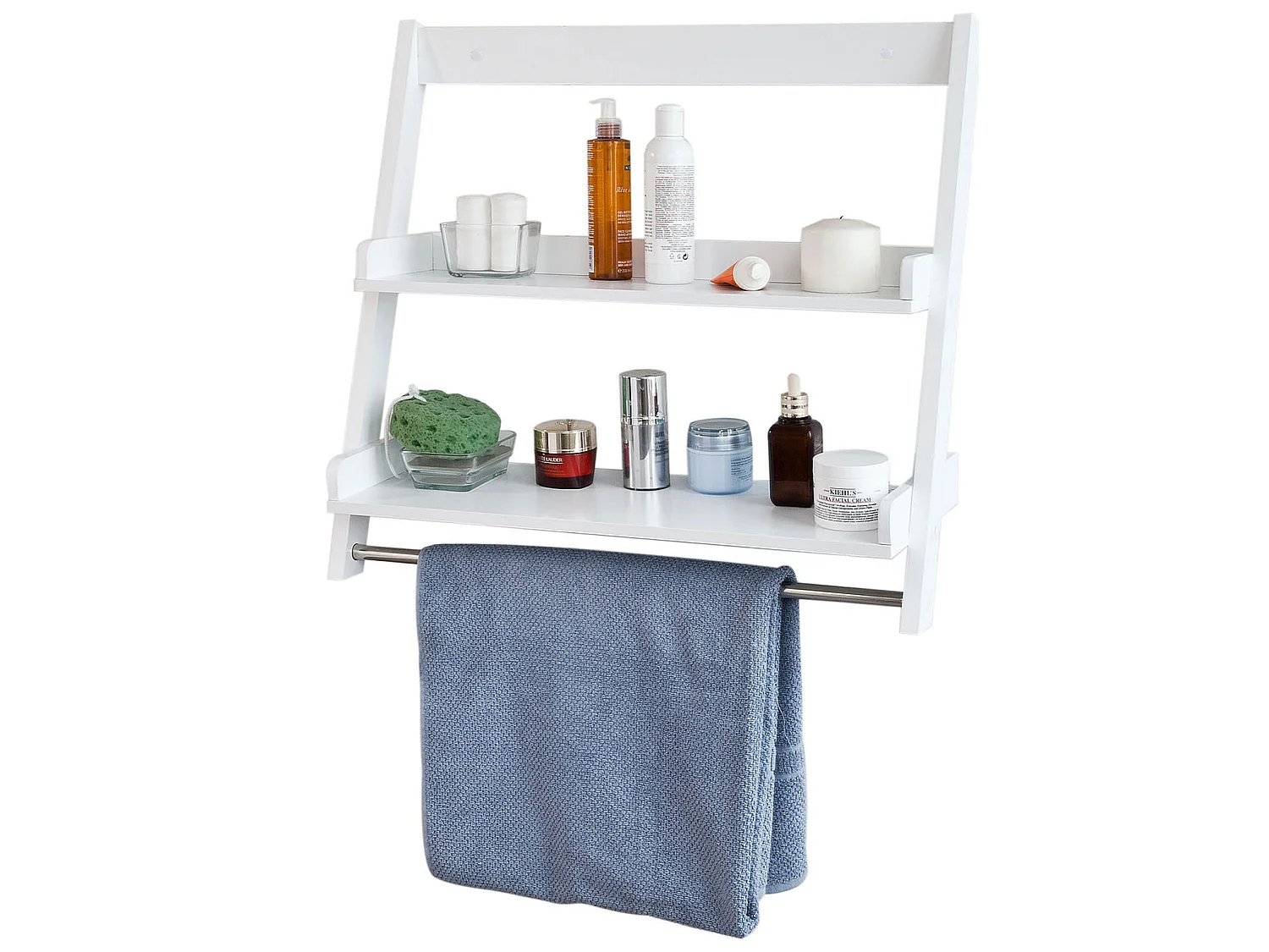 SoBuy Mensola Scala,mensola da bagno,Mensole portasciugamani,bianco, FRG117-W