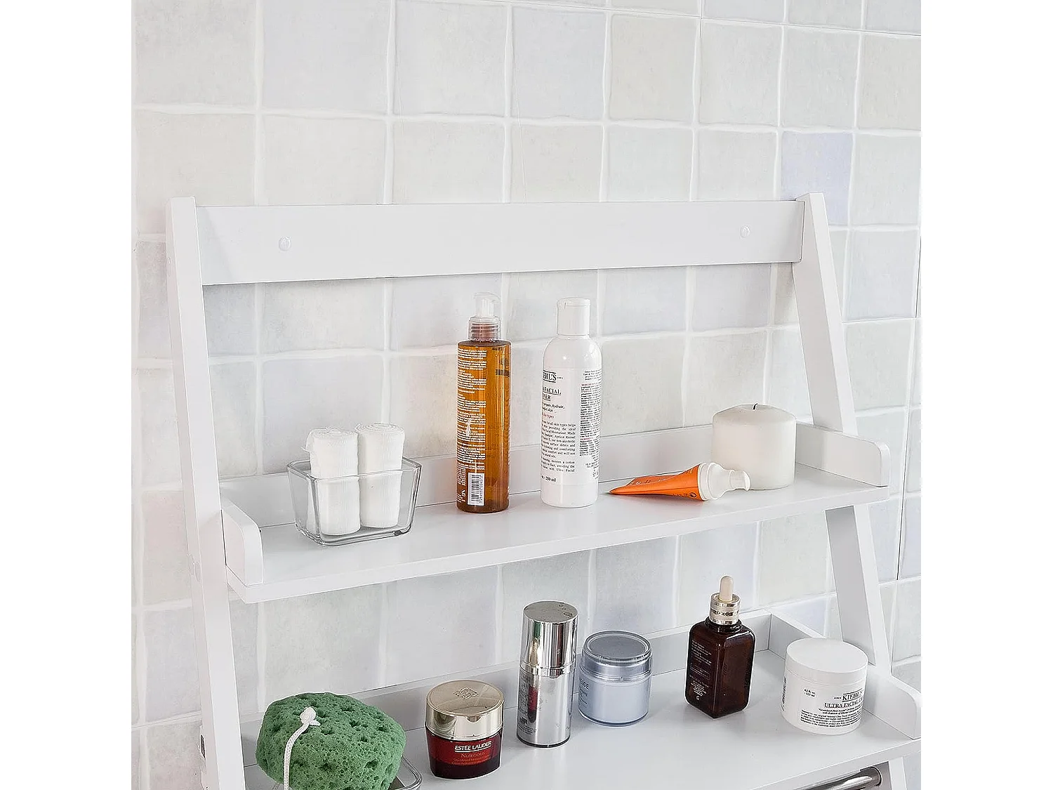 SoBuy Mensola Scala,mensola da bagno,Mensole portasciugamani,bianco, FRG117-W