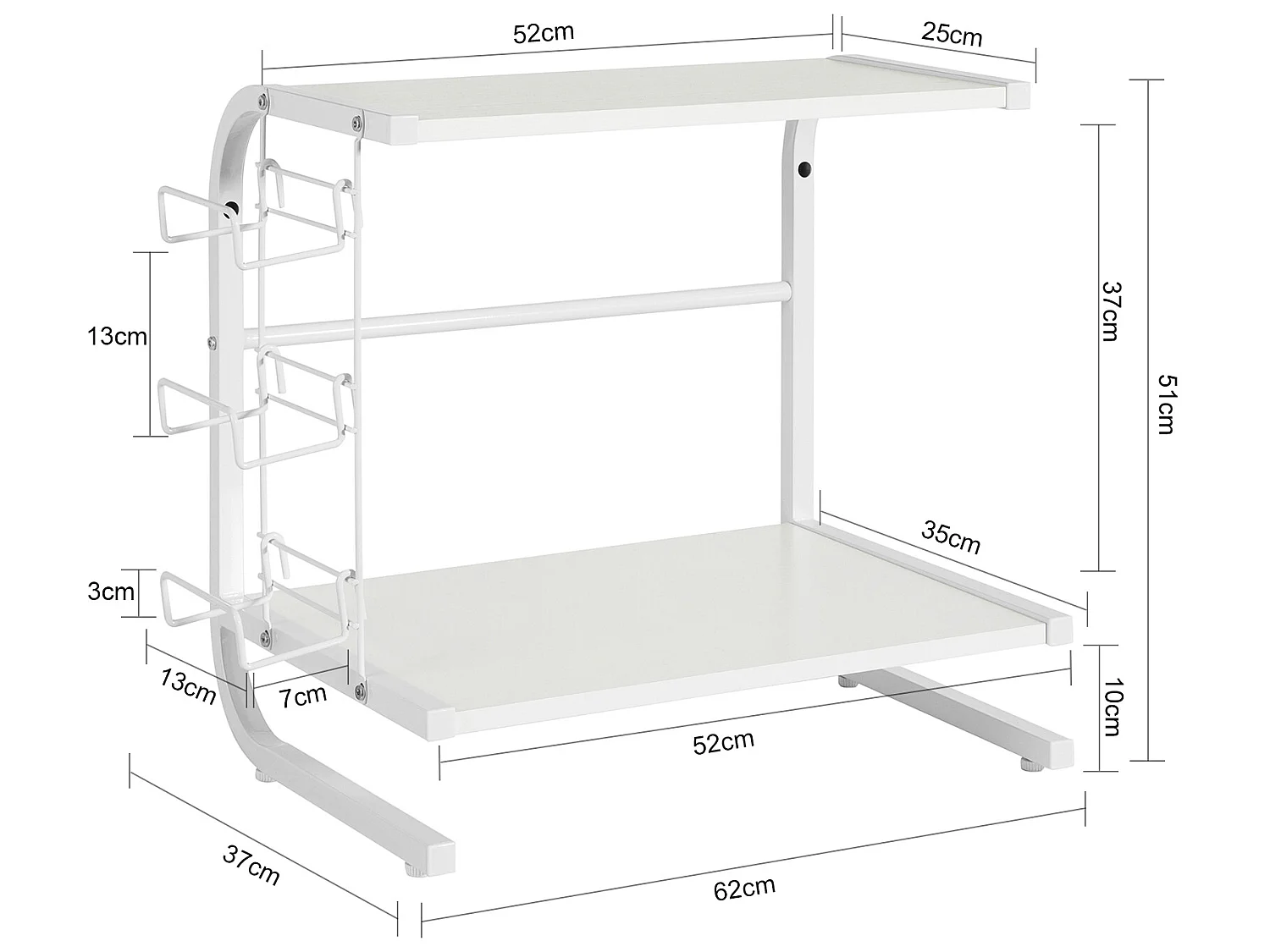 Soporte para microondas, Estante, estantería de Cocina, miniestante FRG092-W SoBuy ES