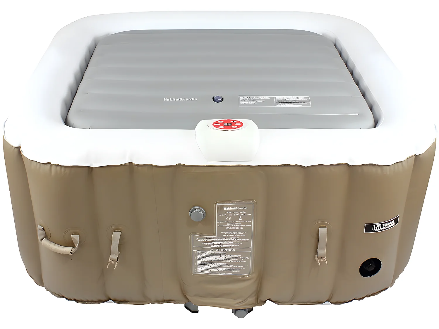 Cobertura inflável para spa 111 x 113 cm Cinza em plástico e vinil