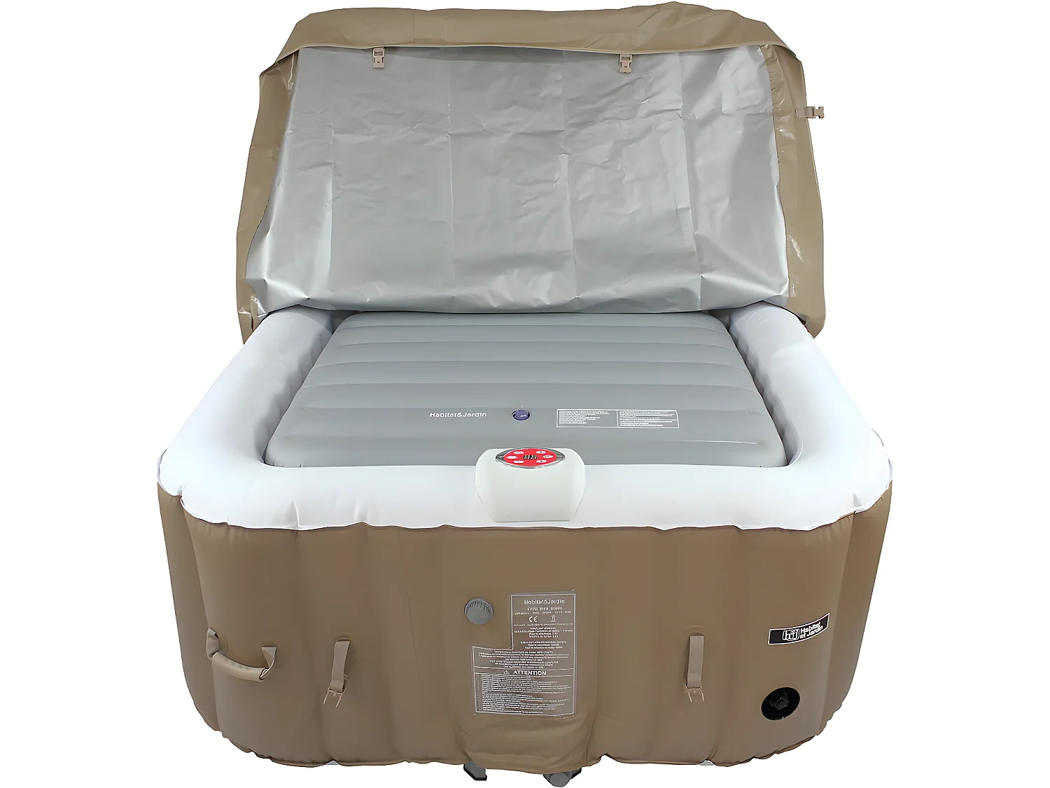 Cobertura inflável para spa 111 x 113 cm Cinza em plástico e vinil