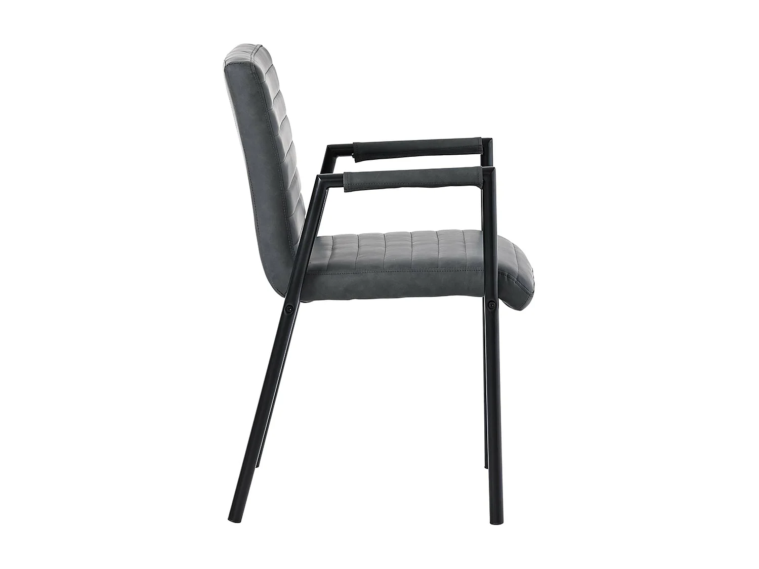Lot de 2 Chaises en similicuir avec accoudoirs - pieds en métal - Noir