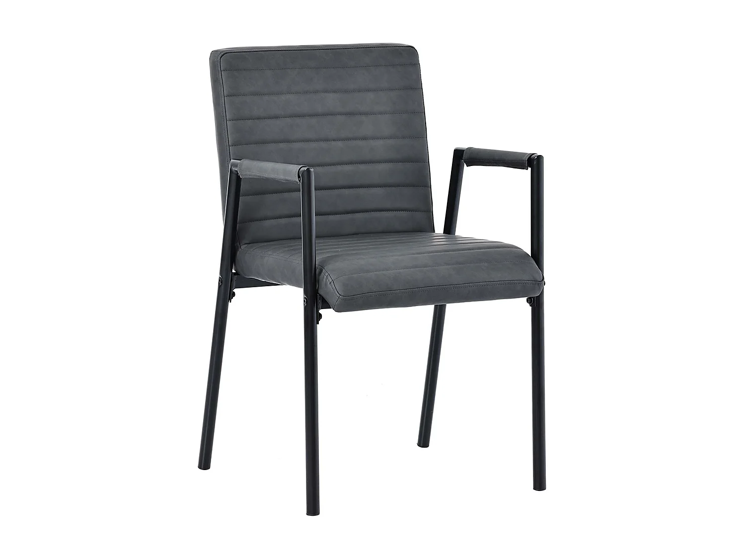 Lot de 2 Chaises en similicuir avec accoudoirs - pieds en métal - Noir