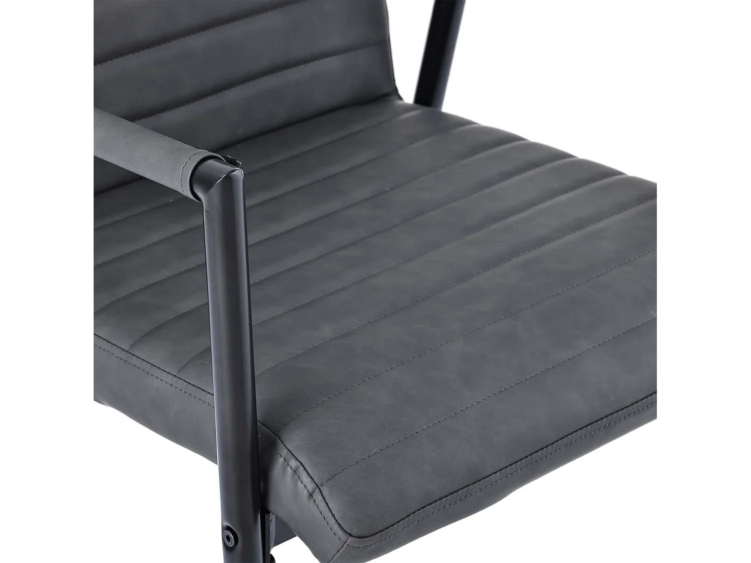 Lot de 2 Chaises en similicuir avec accoudoirs - pieds en métal - Noir