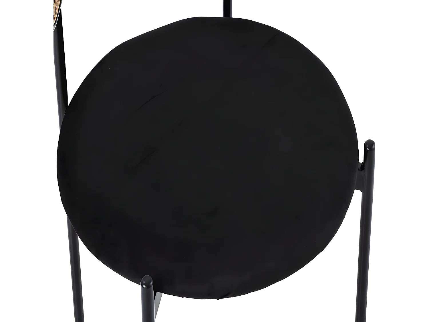 Set van 4 fluwelen en rotan stoelen - metalen poten - Zwart
