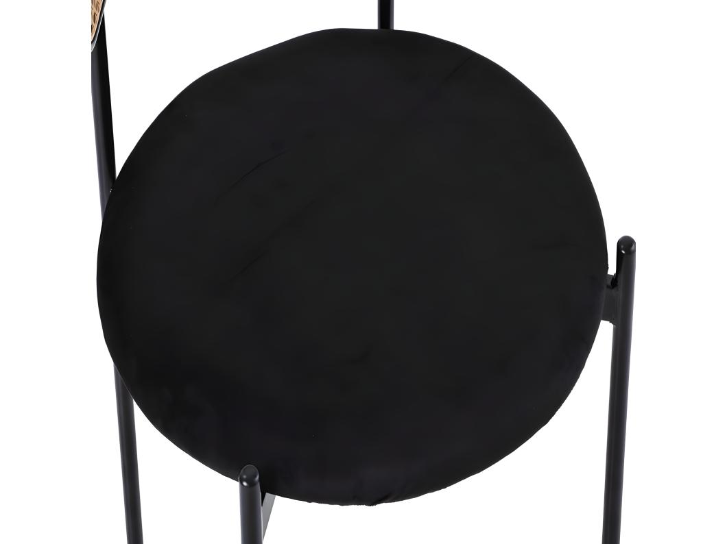 Set di 4 sedie in velluto e rattan - gambe in metallo - Nero