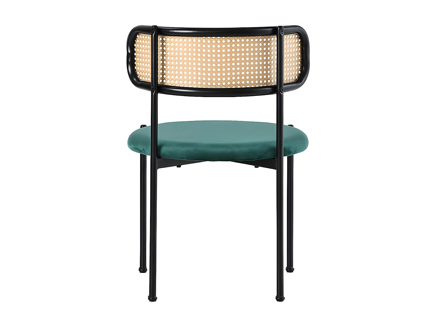 Lot de 2 Chaises en velours et rotin - pieds en métal - Vert