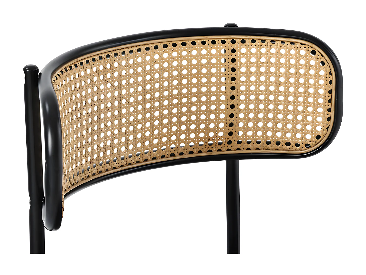 Set mit 2 Stühlen mit Metallbeinen – Rückenlehne aus Rattan – Samtkissen – Grau