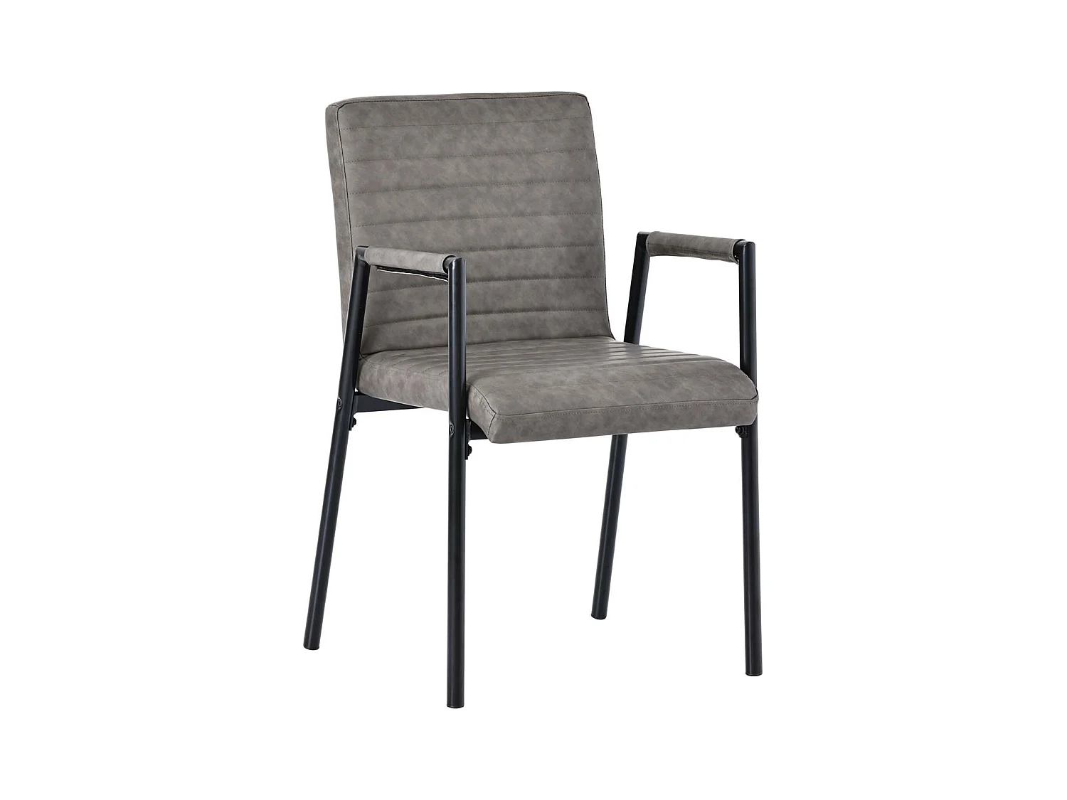 Lot de 2 Chaises en similicuir avec accoudoirs - pieds en métal - Gris