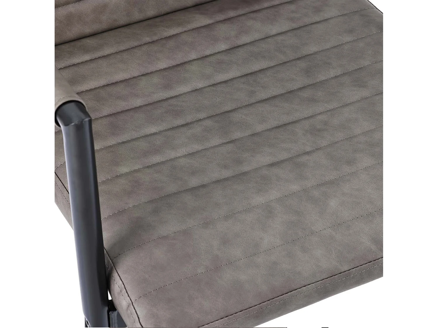 Lot de 2 Chaises en similicuir avec accoudoirs - pieds en métal - Gris