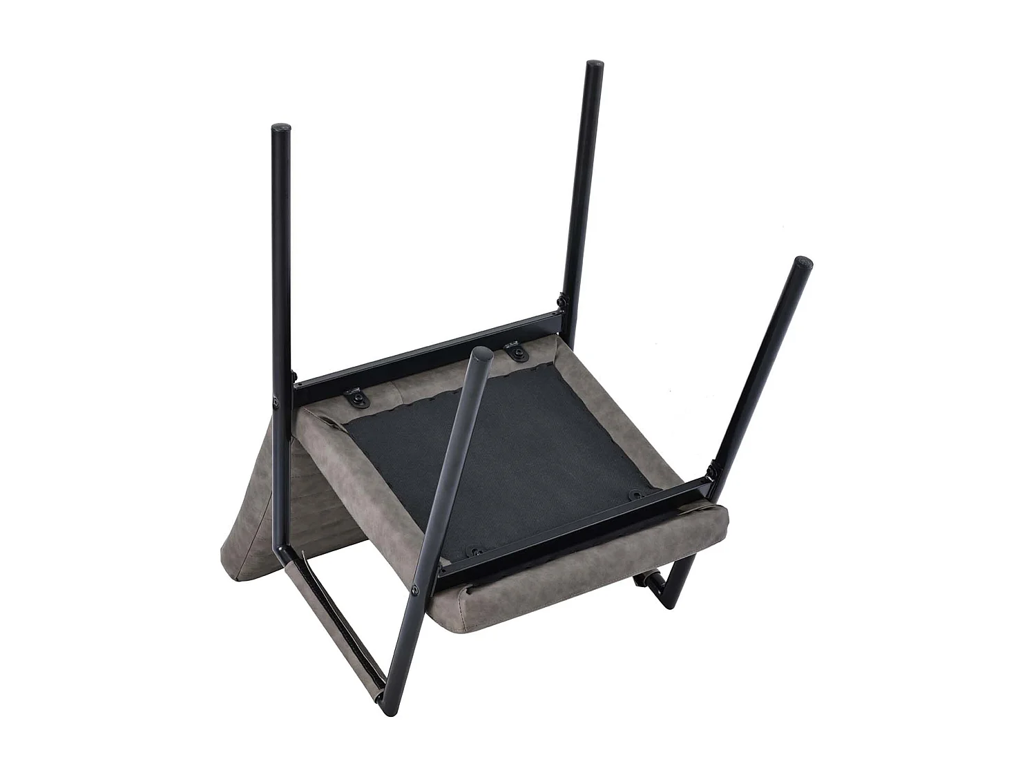 Lot de 2 Chaises en similicuir avec accoudoirs - pieds en métal - Gris