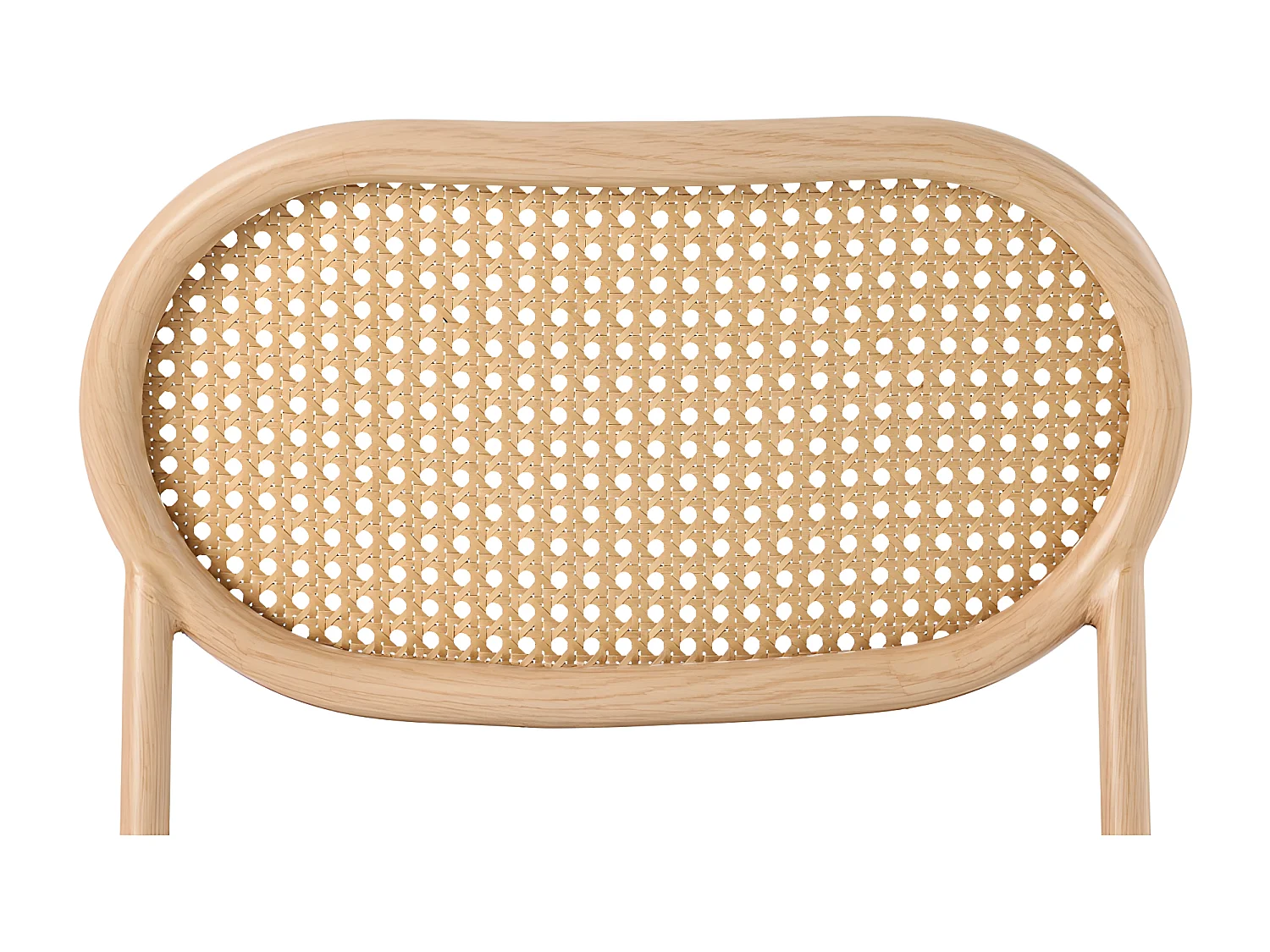 Set aus 2 Stühlen mit Metallbeinen – Rückenlehne aus Rattan – Lederkissen – braun