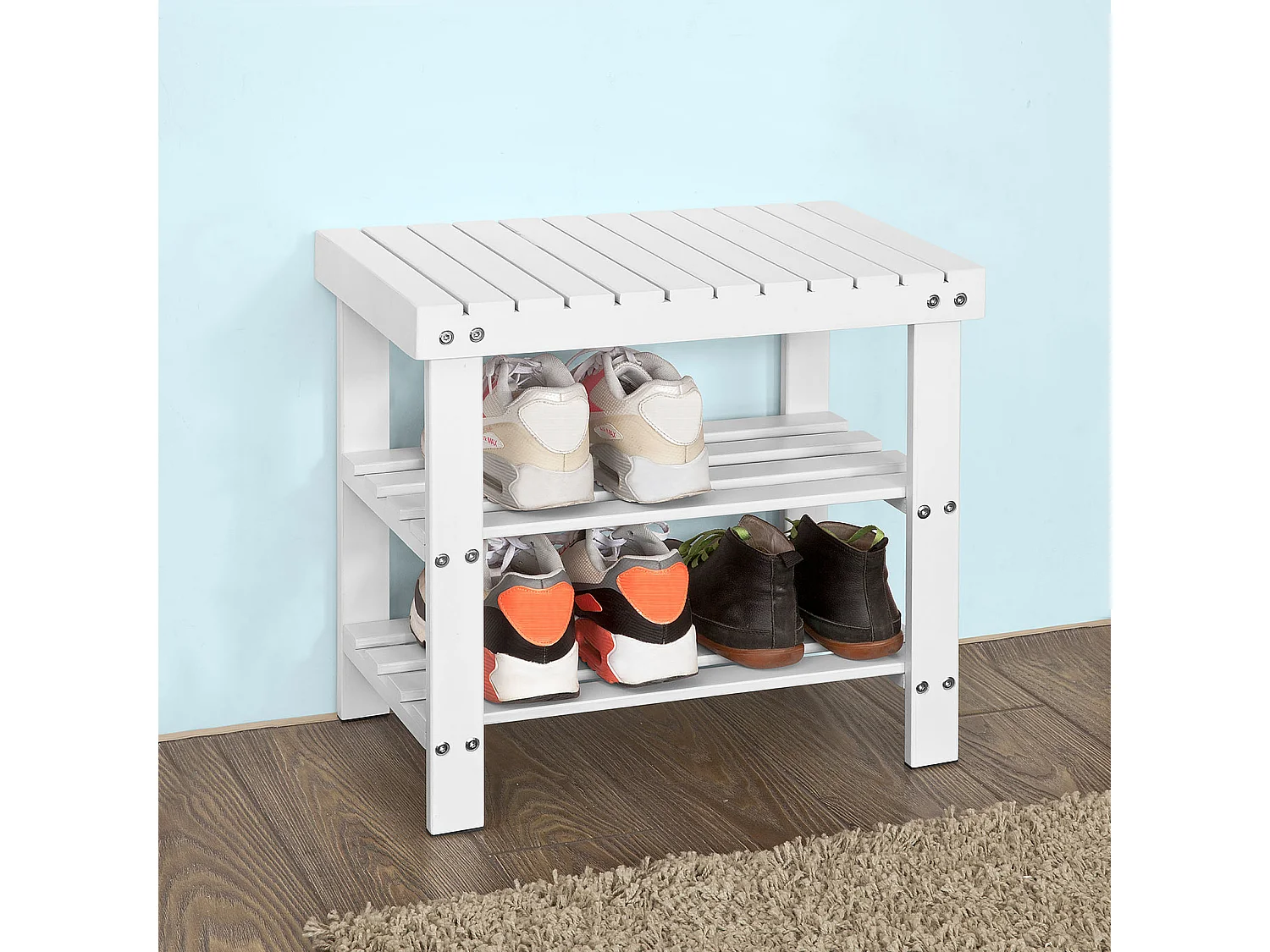 SoBuy Scarpiera, Portascarpe, panca da bagno, bianco, FSR02-K-W