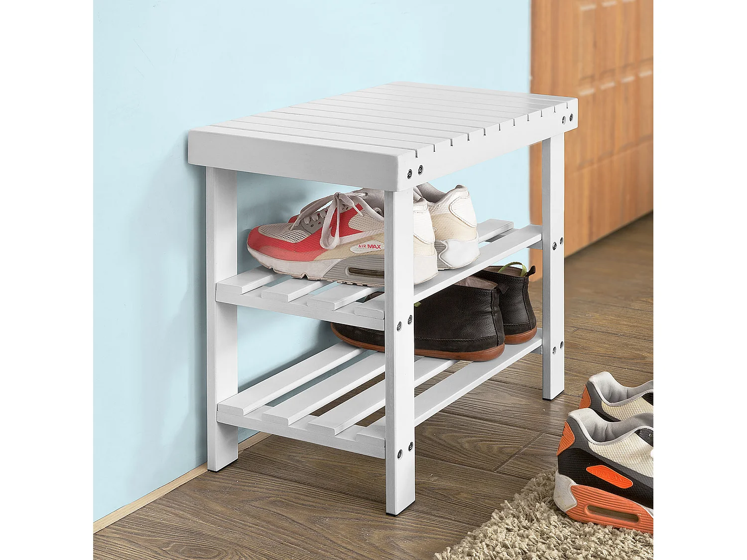 SoBuy Scarpiera, Portascarpe, panca da bagno, bianco, FSR02-K-W