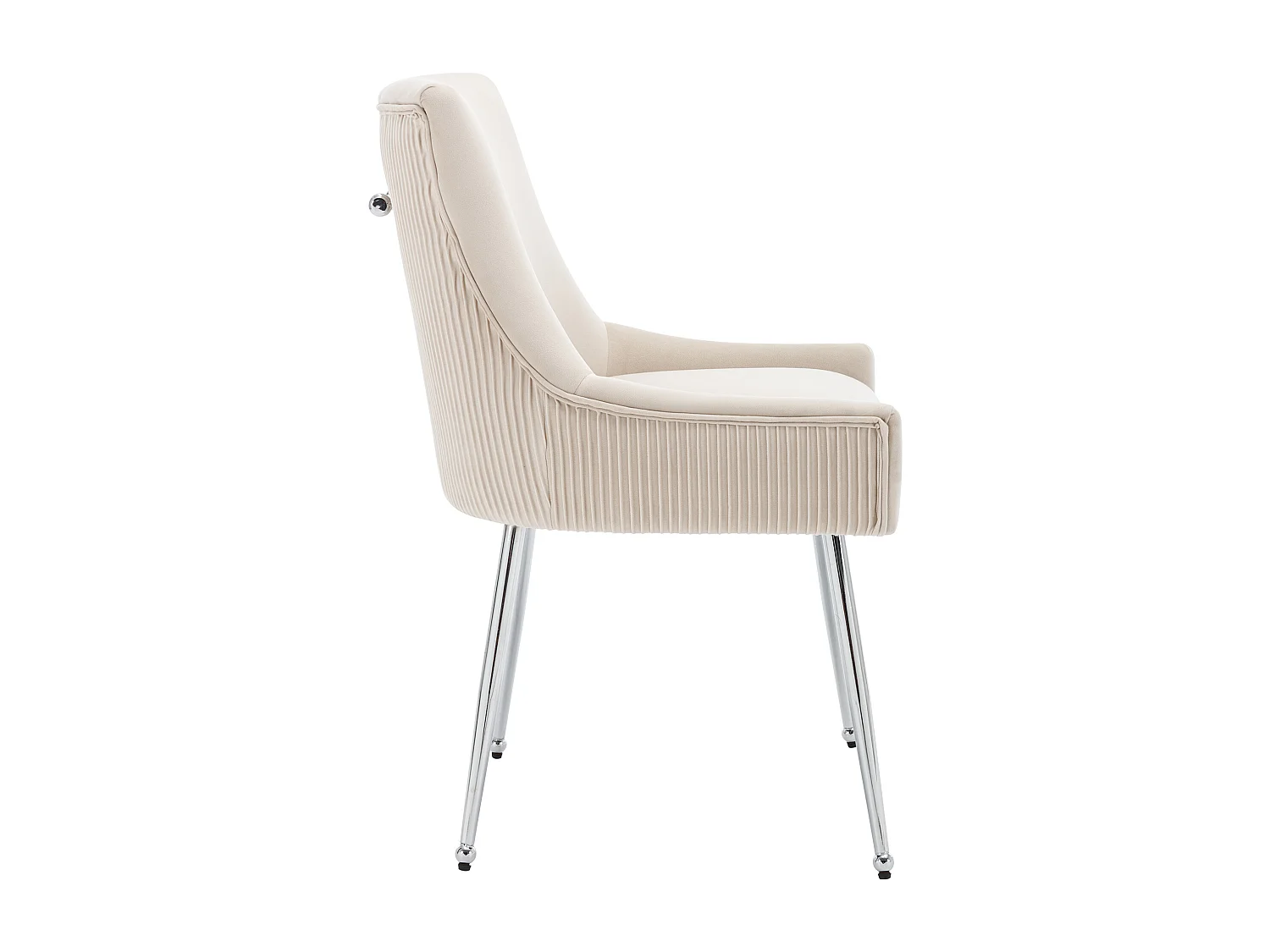 Lot de 2 Chaises rembourrées en velours avec pieds plaqués - Beige & Argenté