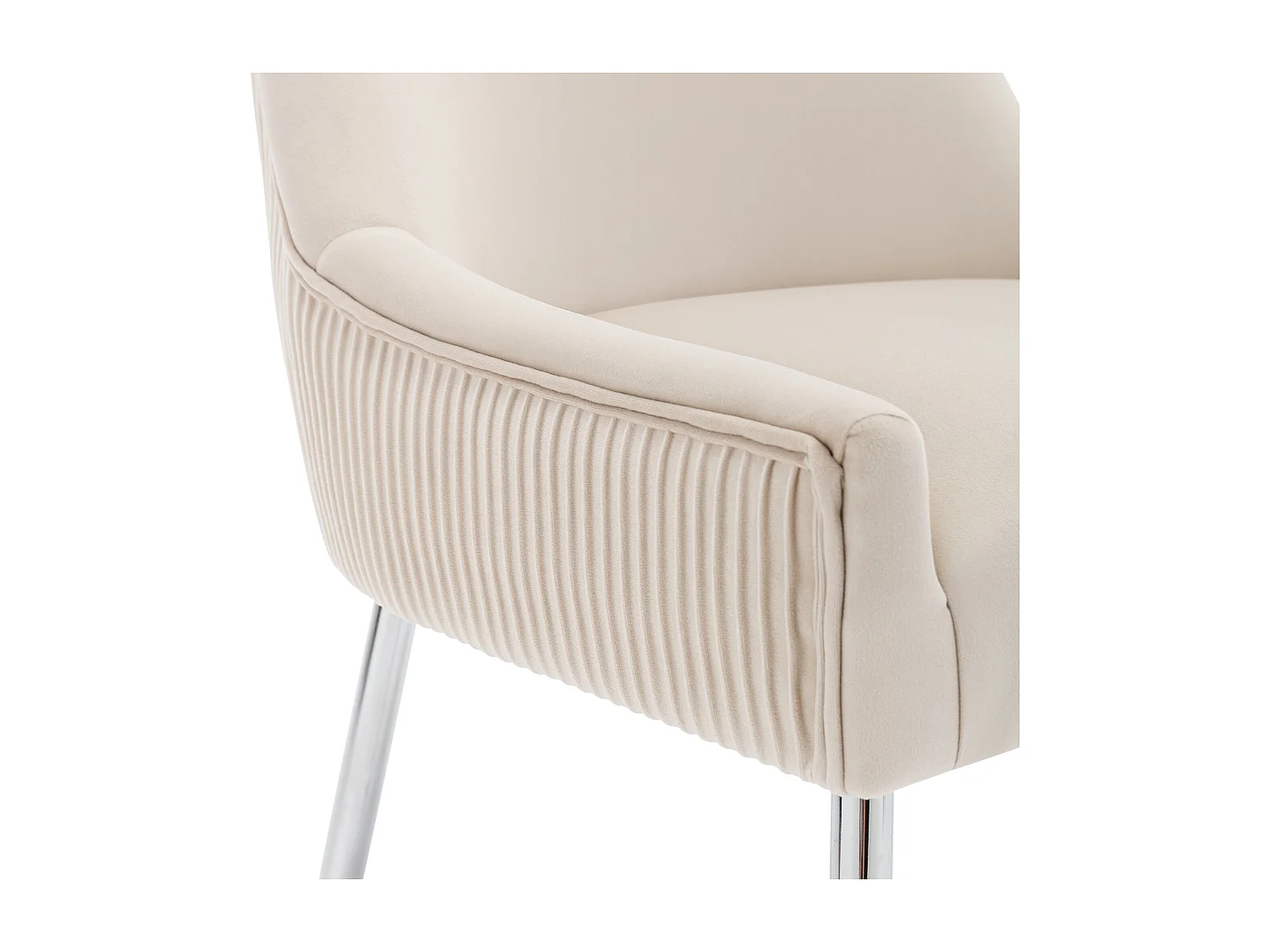 Lot de 2 Chaises rembourrées en velours avec pieds plaqués - Beige & Argenté