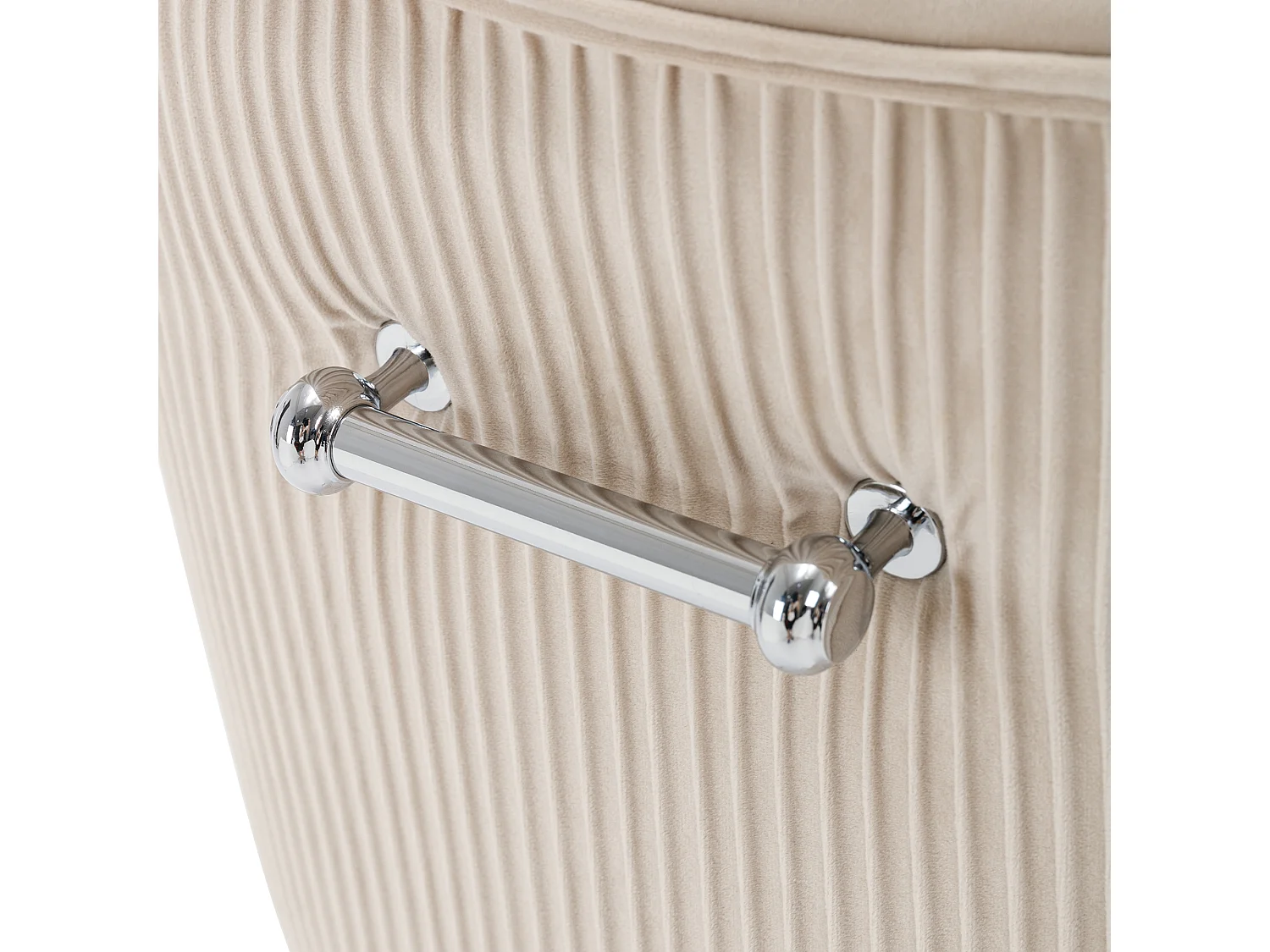 Set van 2 gestoffeerde fluwelen stoelen met vergulde poten - Beige en zilver