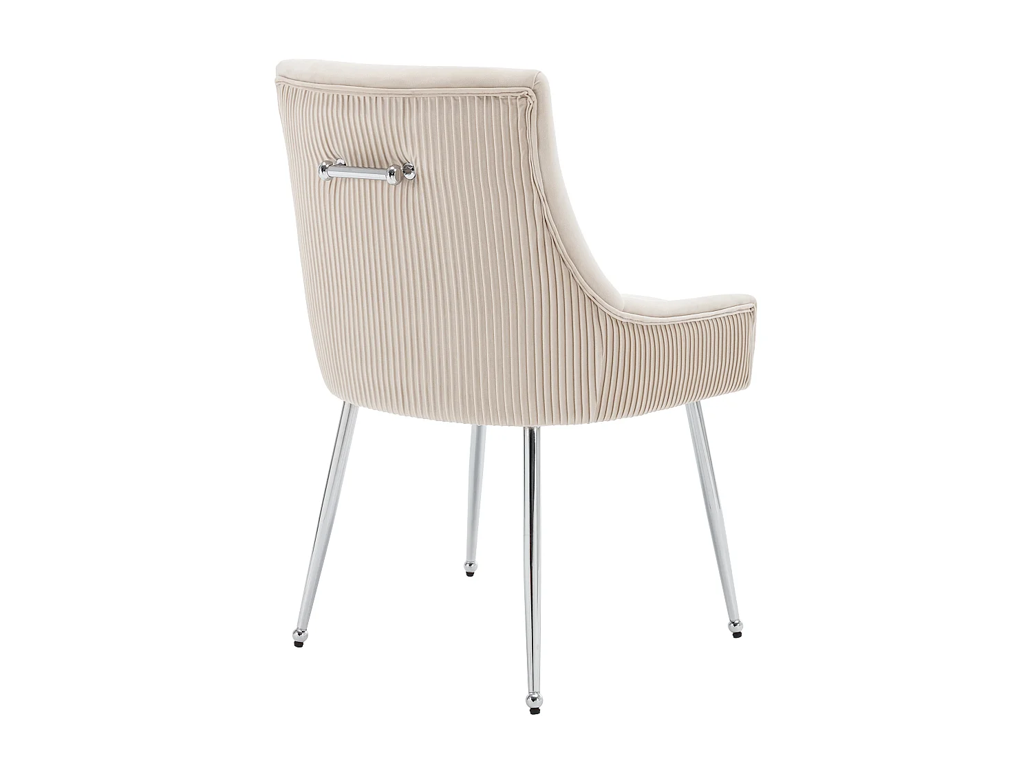 Lot de 2 Chaises rembourrées en velours avec pieds plaqués - Beige & Argenté