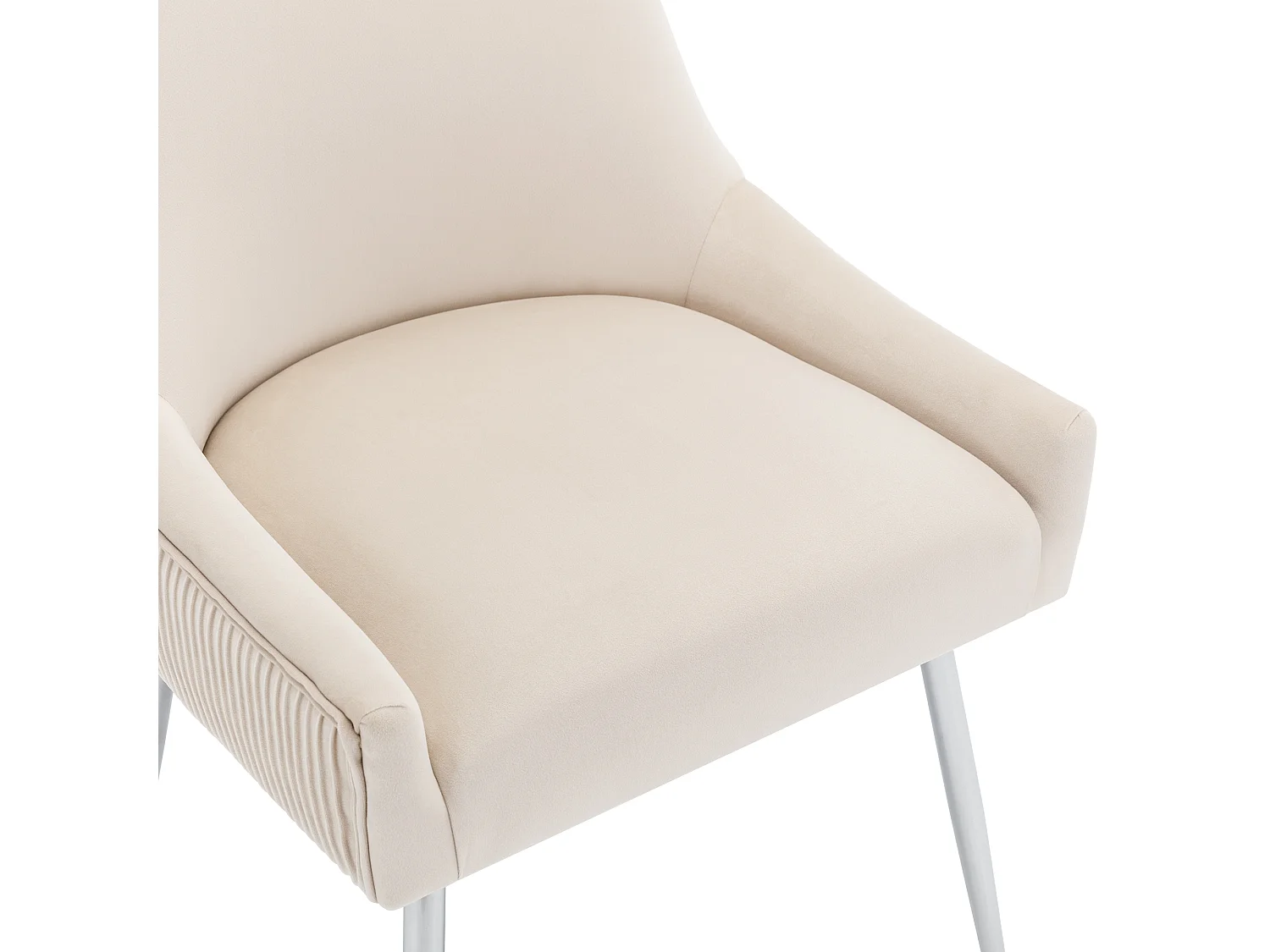 Lot de 2 Chaises rembourrées en velours avec pieds plaqués - Beige & Argenté