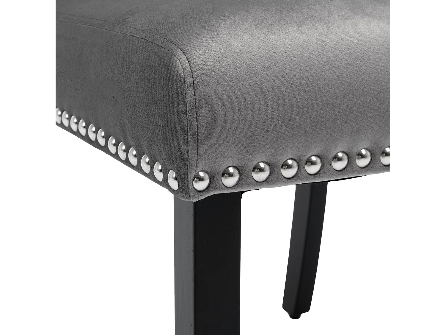 Set van 2 Velvet stoelen met eikenhouten poten - versierd met klinknagels - Grijs