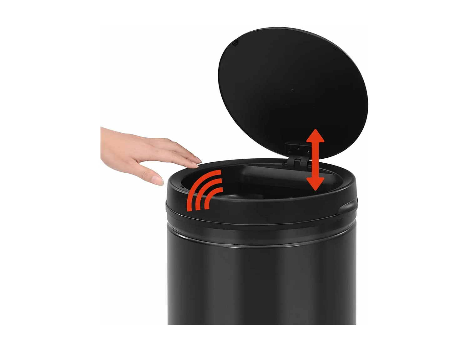 Lixeira com sensor automático 60 litros aço carbono preto 02_0006038