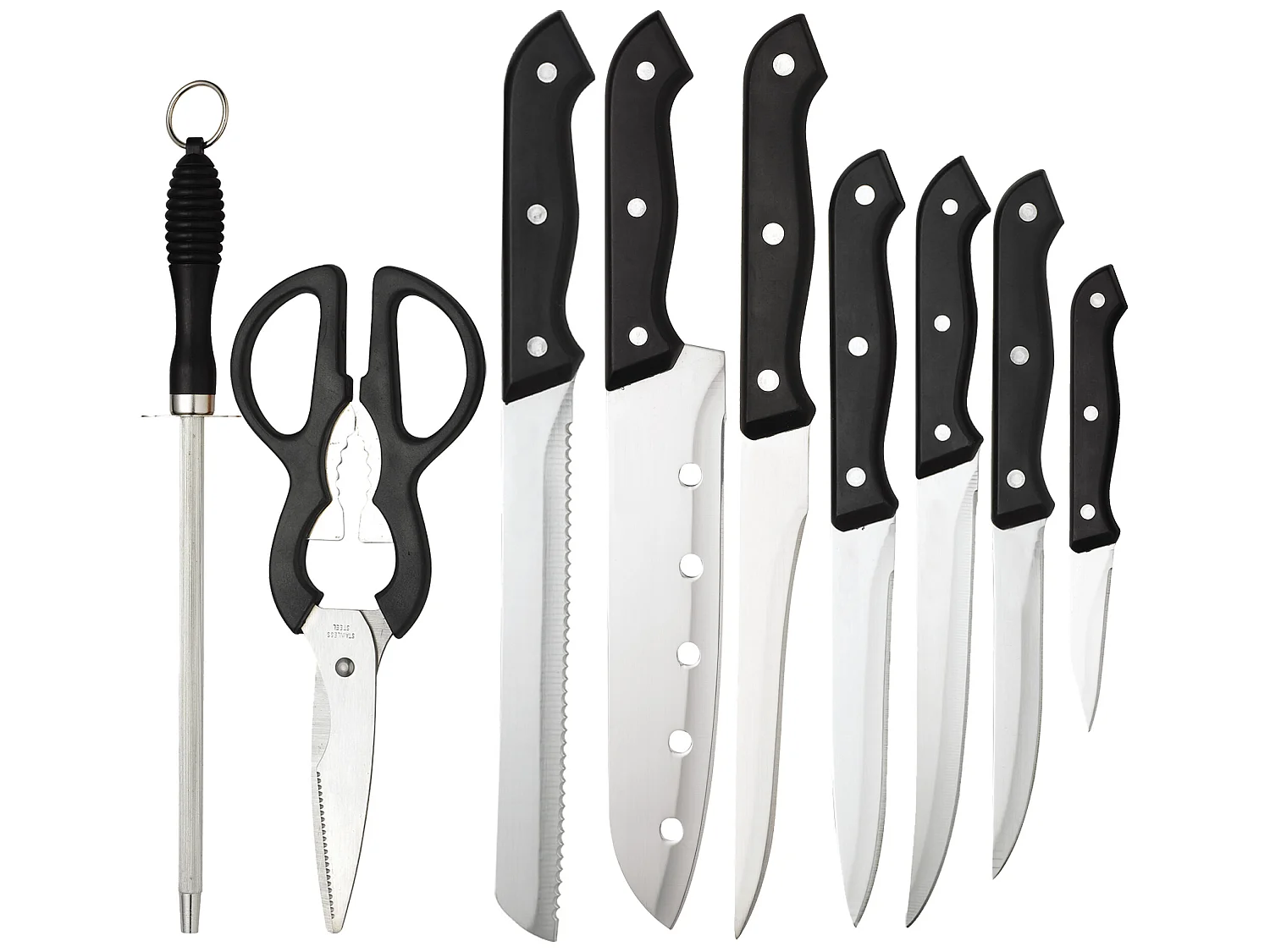 Ensemble de couteaux, 15 pièces, en acier inoxydable