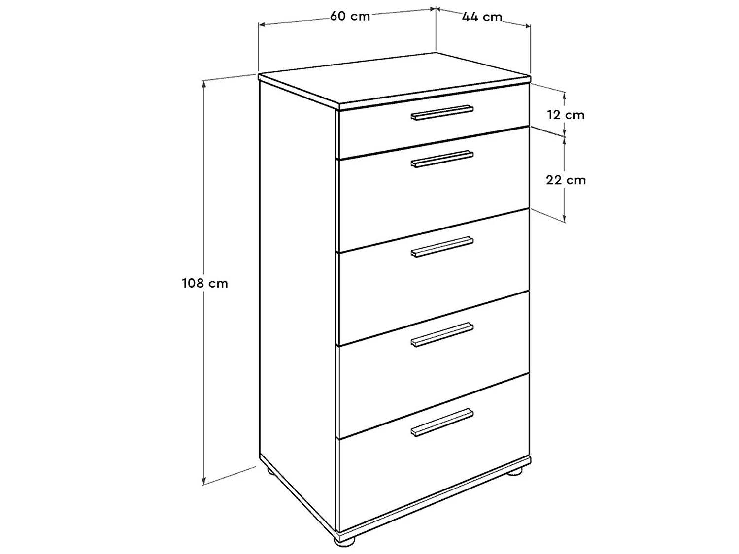 Meubles de chêne blanc avec planche à 100% aglomérat rejetée en mélamine. L: 60 cm A: 108 cm fonds: 44 cm