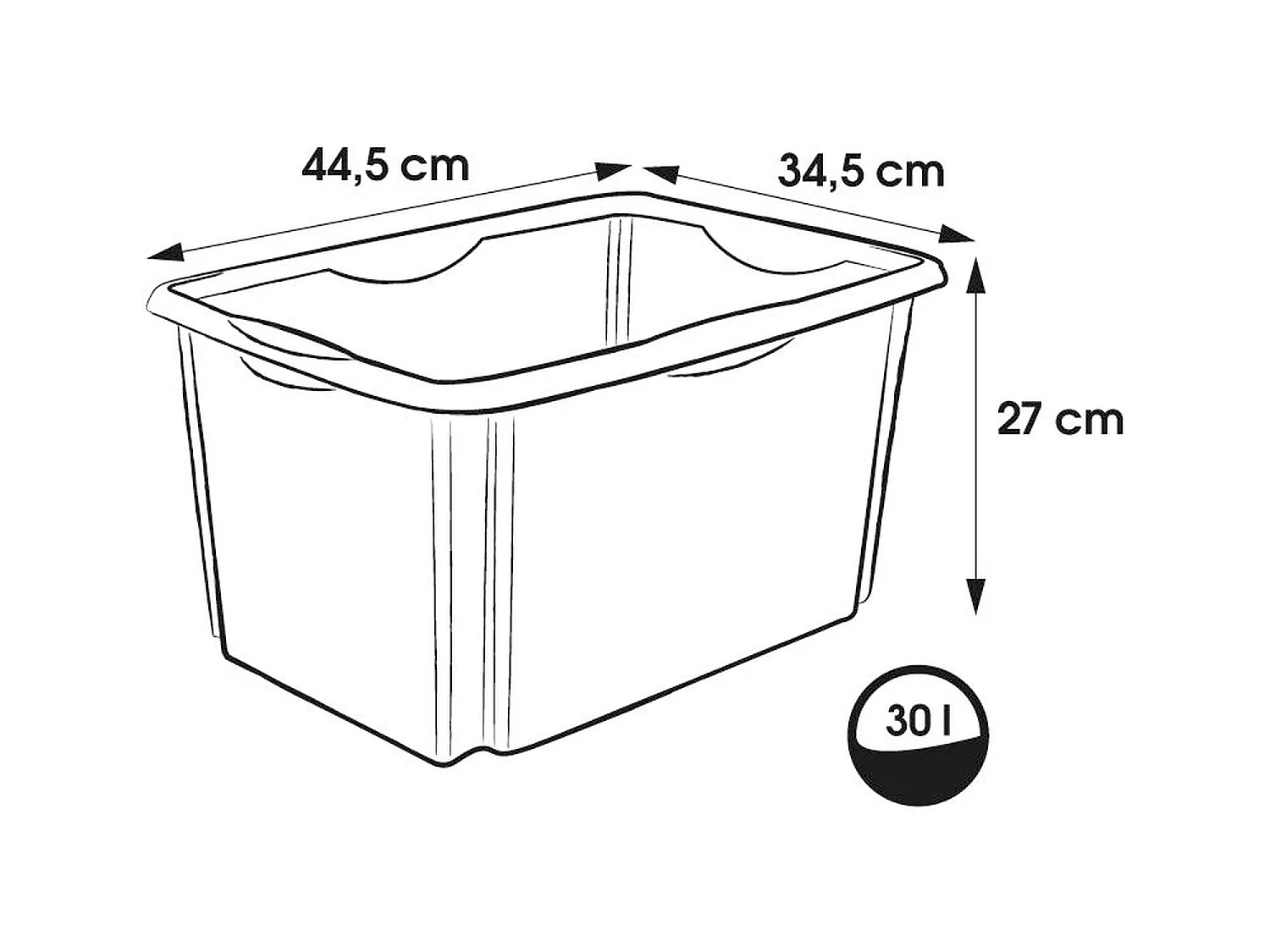 Boîte de rangement 44,5 x 34,5 x 27, eco graphite
