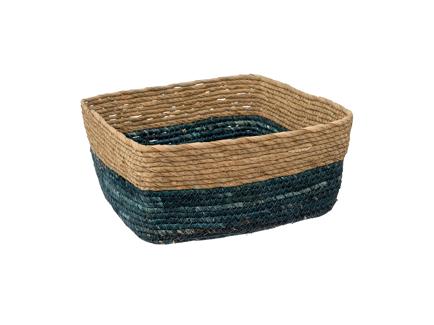 Boîte de rangement Bleu tressé bicolore  31 x 15 cm