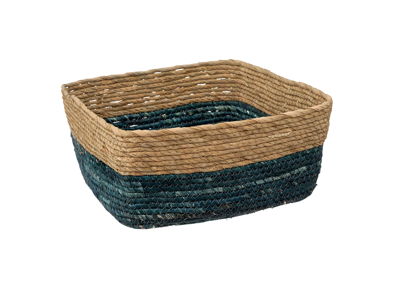 Boîte de rangement Bleu tressé bicolore  31 x 15 cm
