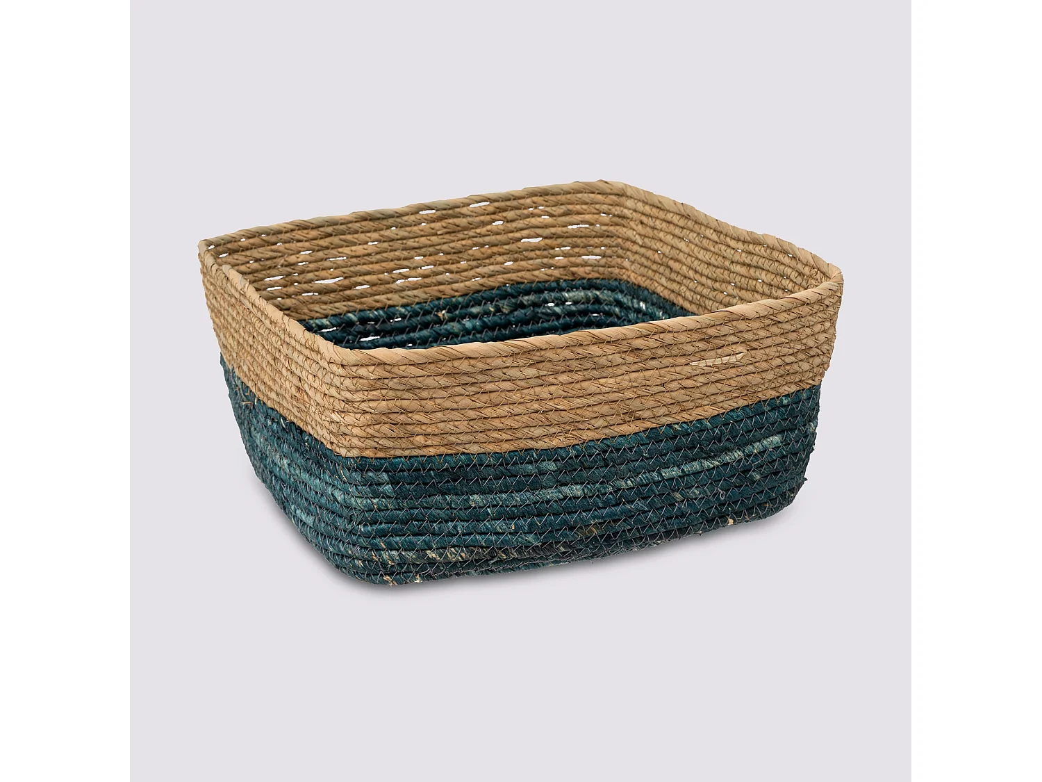 Boîte de rangement Bleu tressé bicolore  31 x 15 cm