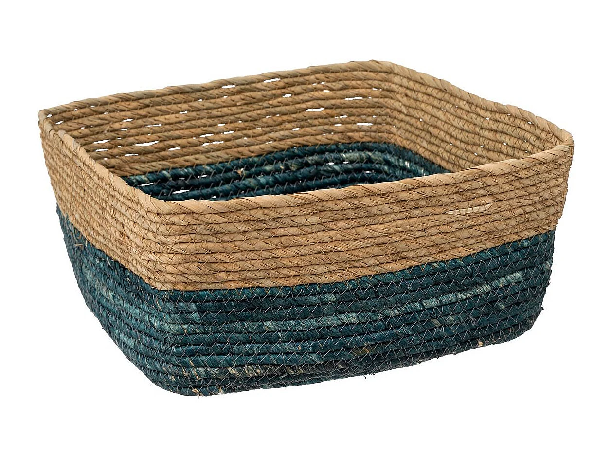 Boîte de rangement Bleu tressé bicolore  31 x 15 cm
