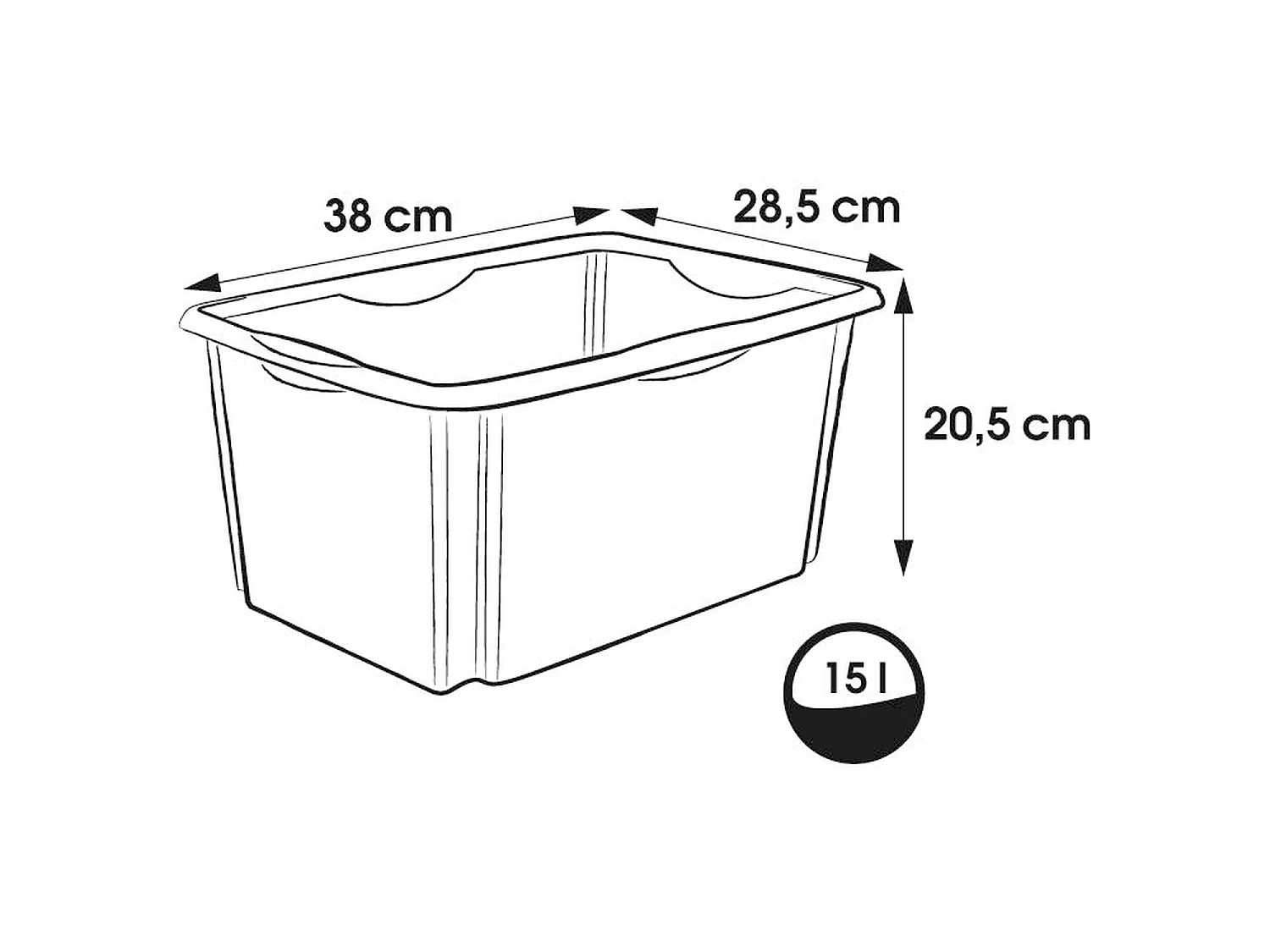 Boîte de stockage 38 x 28,5 x 20,5, écho graphite