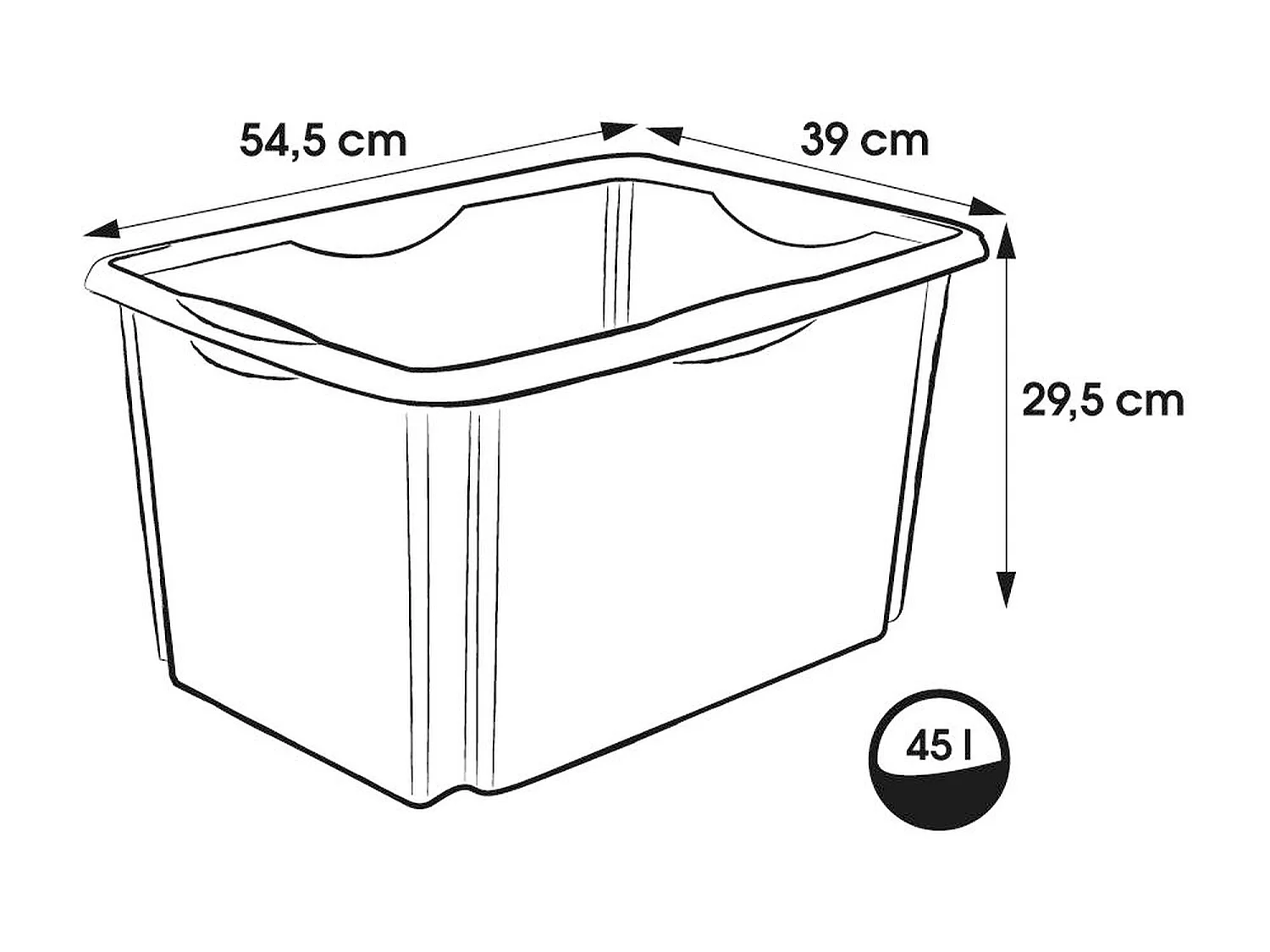 Boîte de rangement 54,5 x 39 x 29,5, eco graphite