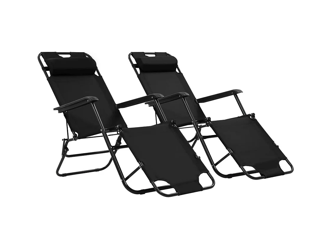 Chaises longues pliables 2 noire 175 x 61 x 87 cm 02_0011944