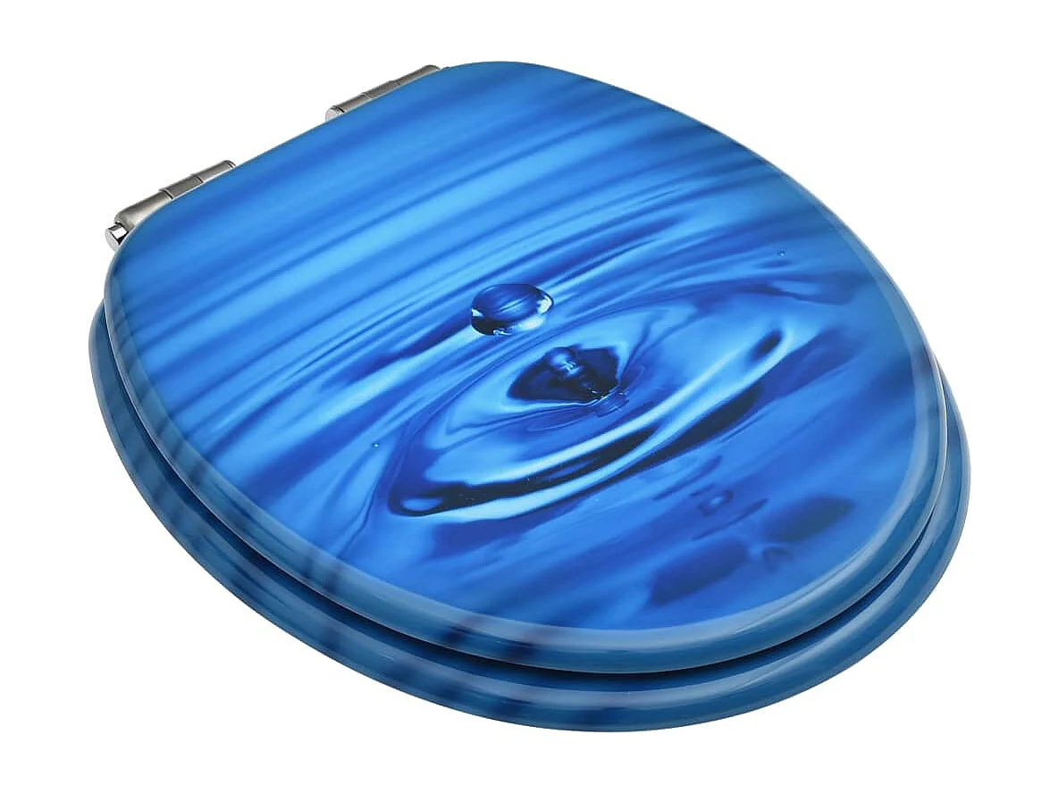 Tapa Asiento Inodoro Cierre Suave MDF Azul Gotas de Agua 02_0002934