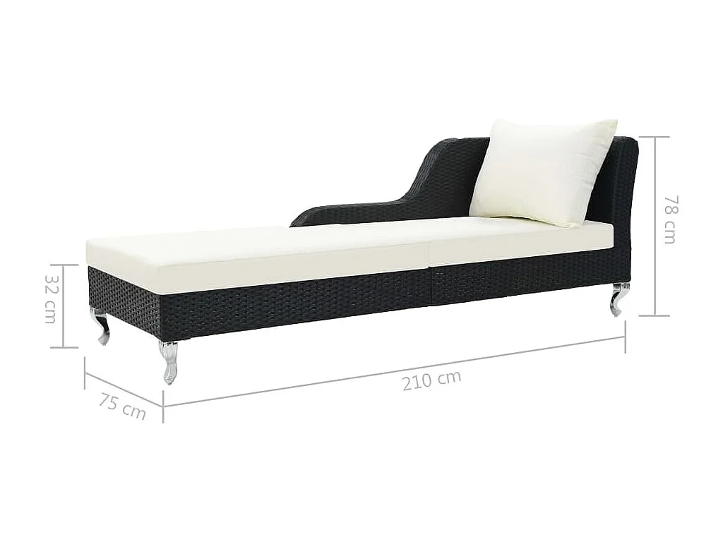 Transat chaise longue bain résine noire 210 x 75 x 78 cm 02_0012530
