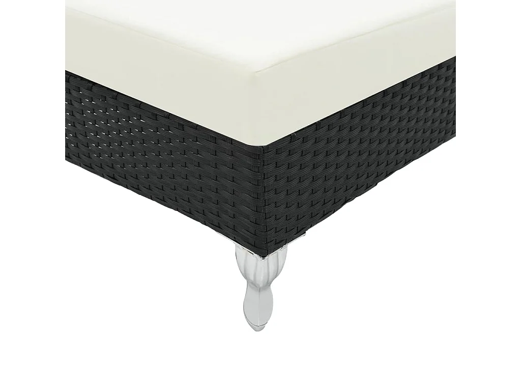 Cadeira de praia para banho de sol, cama de jardim, terraço, móveis de exterior com almofada de resina tecida preta 02_0012530