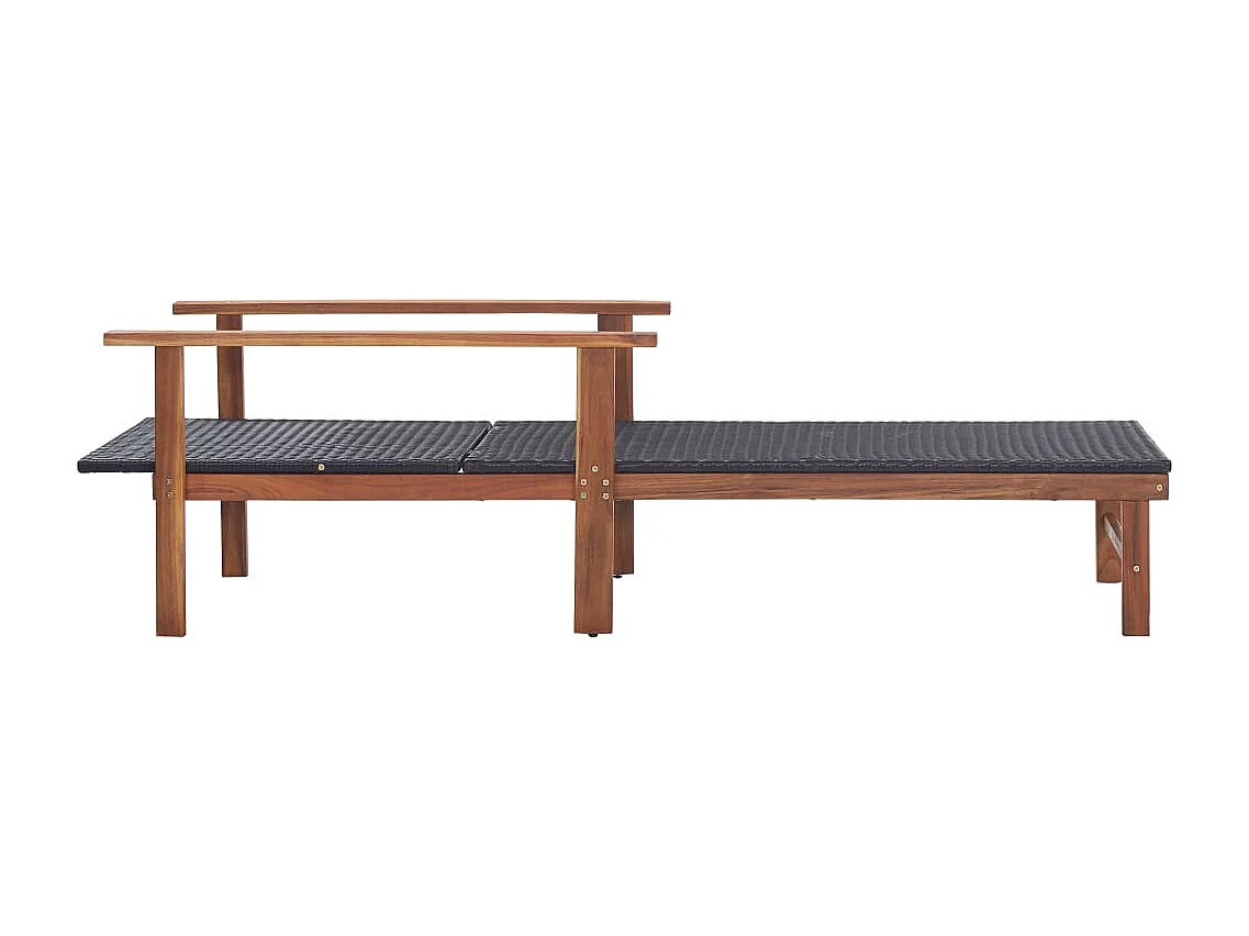 Sdraio sedia a sdraio lettino da giardino prendisole terrazza mobili da esterno resina intrecciata e legno massello di acacia nero 02_0012920