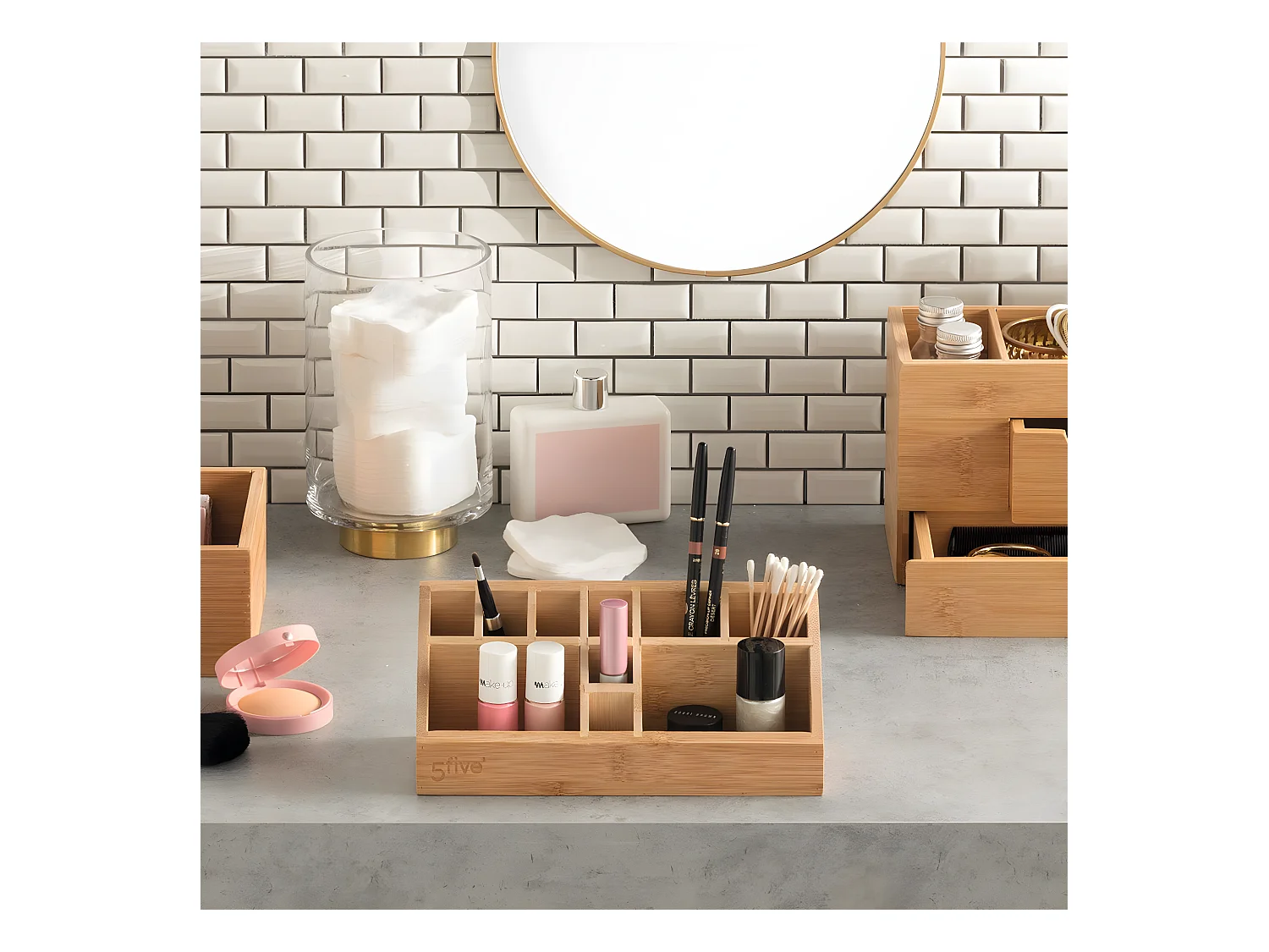 Organiseur Rangement maquillage 10 compartiments en Bambou