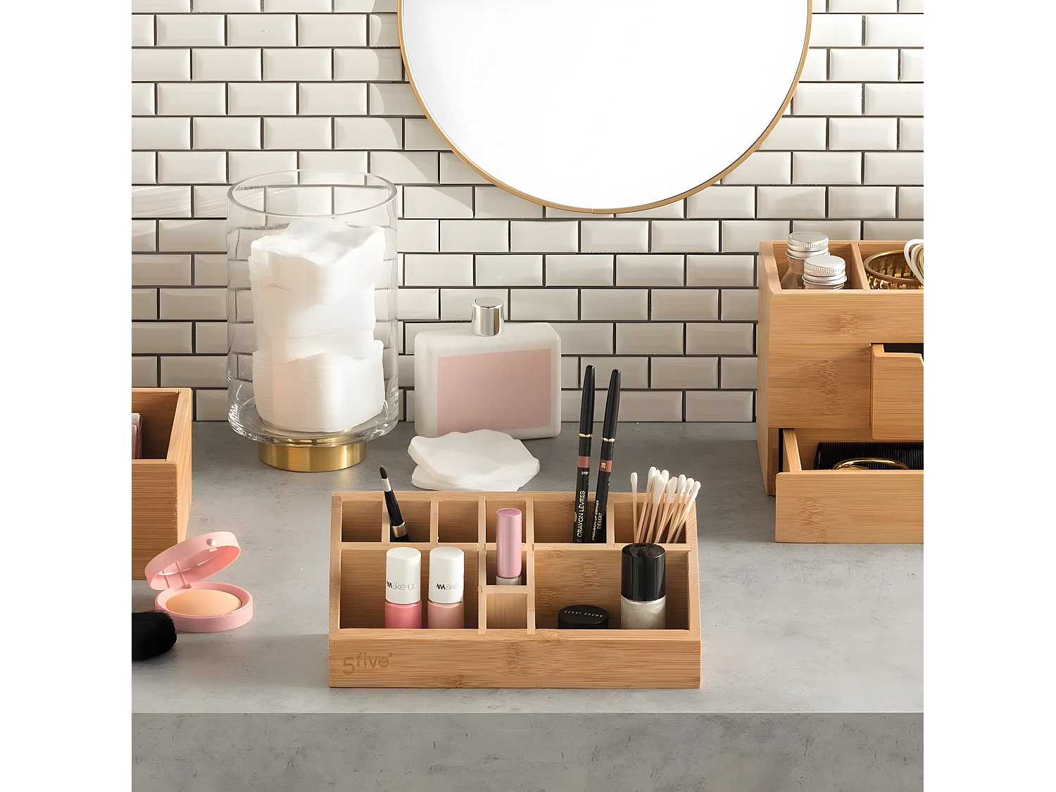 Organiseur Rangement maquillage 10 compartiments en Bambou